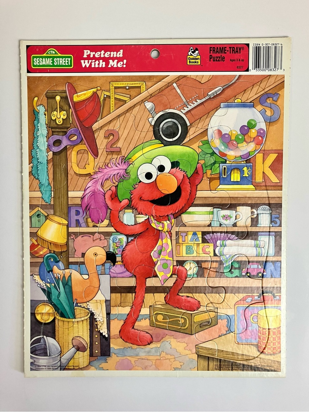 Vintage Sesame Street 1994 Elmo Pretend With Me! Golden Tray Puzzle 90s Gen Y